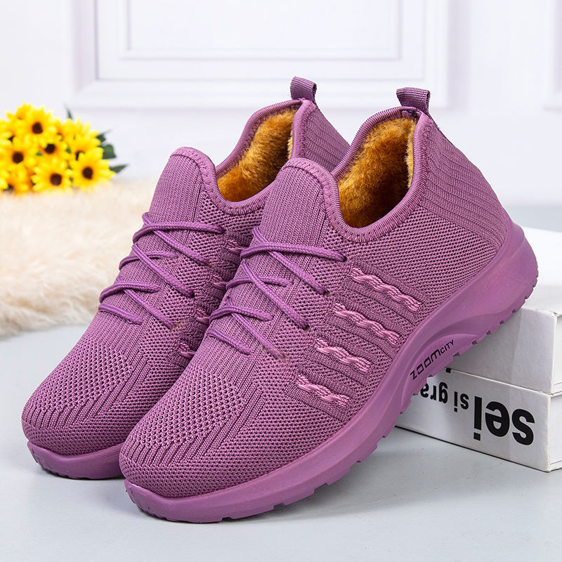 Old Beijing Women's Cloth Shoes Winter Plus Velvet To Keep Warm Flat-bottom Non-slip