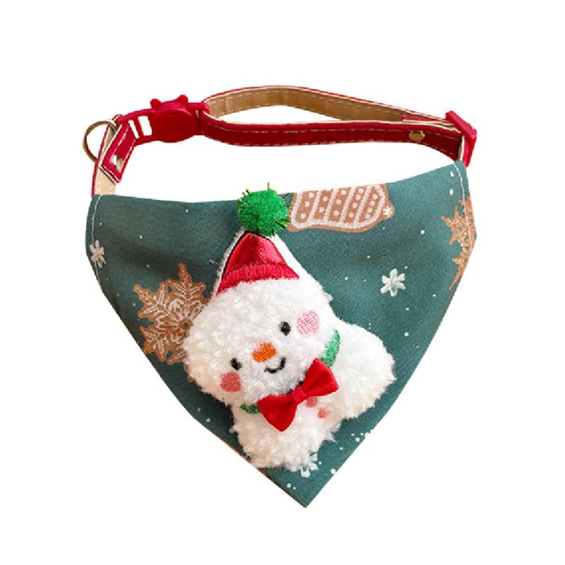 Christmas Pet Large Handkerchief Scarf, Red Santa Claus And Christmas Tree Pattern, One Size Suitable For All 9.06-15.75 Inches.Adjustable Festival Collars For Cats And Dogs