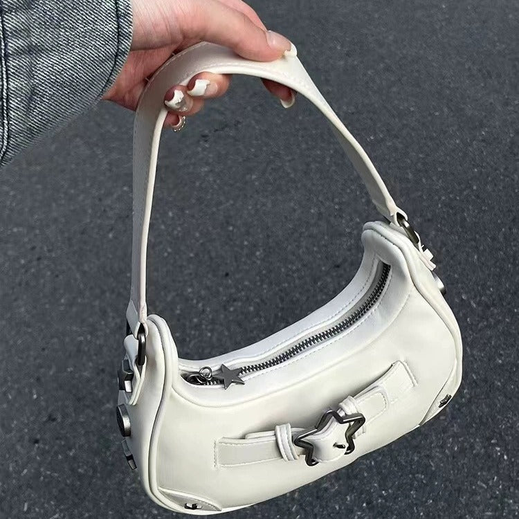 Baguette Bag Female Hot Girl Underarm Bag PU Leather Star Bag