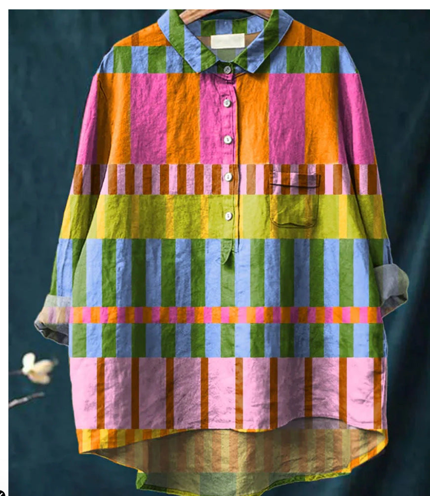Women's Casual Loose Printed Round Neck Shirt