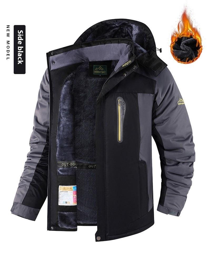 Fleece-lined Thick Jacket Men's Winter Mid-length Cotton-padded Coat