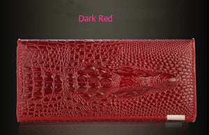 Women's Casual Long Zippered Leather Wallet