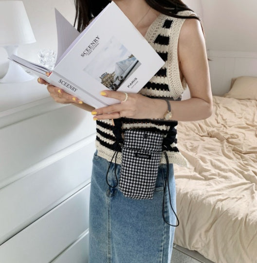 Houndstooth Pattern Shoulder Messenger Bag