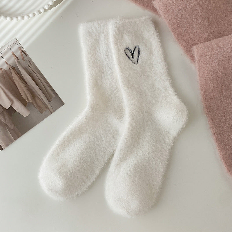Women's Fashion Embroidered Mink Fur Socks