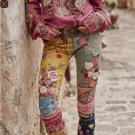 Womens Stylish Casual Slim-fit Printed Pants