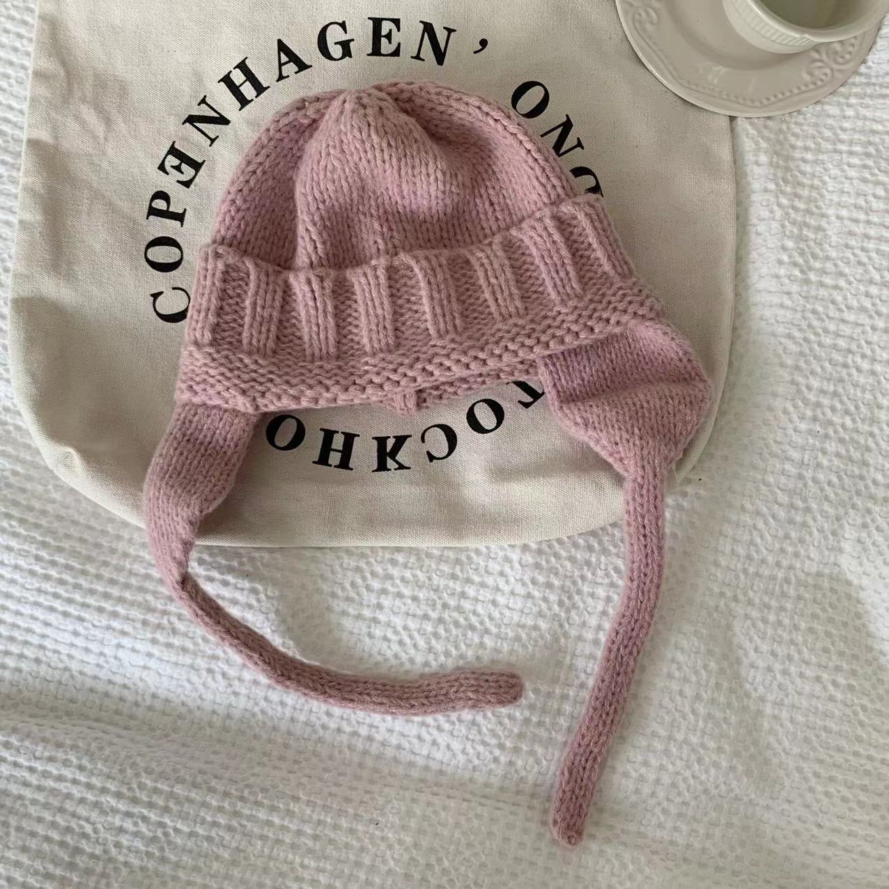 Keep Warm Pure Color Ear Protection Knitting Woolen Cap