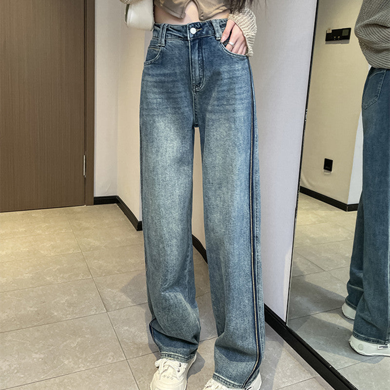 Wide Leg Jeans Women Design Sense High Waist