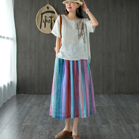 Retro Art Elastic-waist Midi Dress
