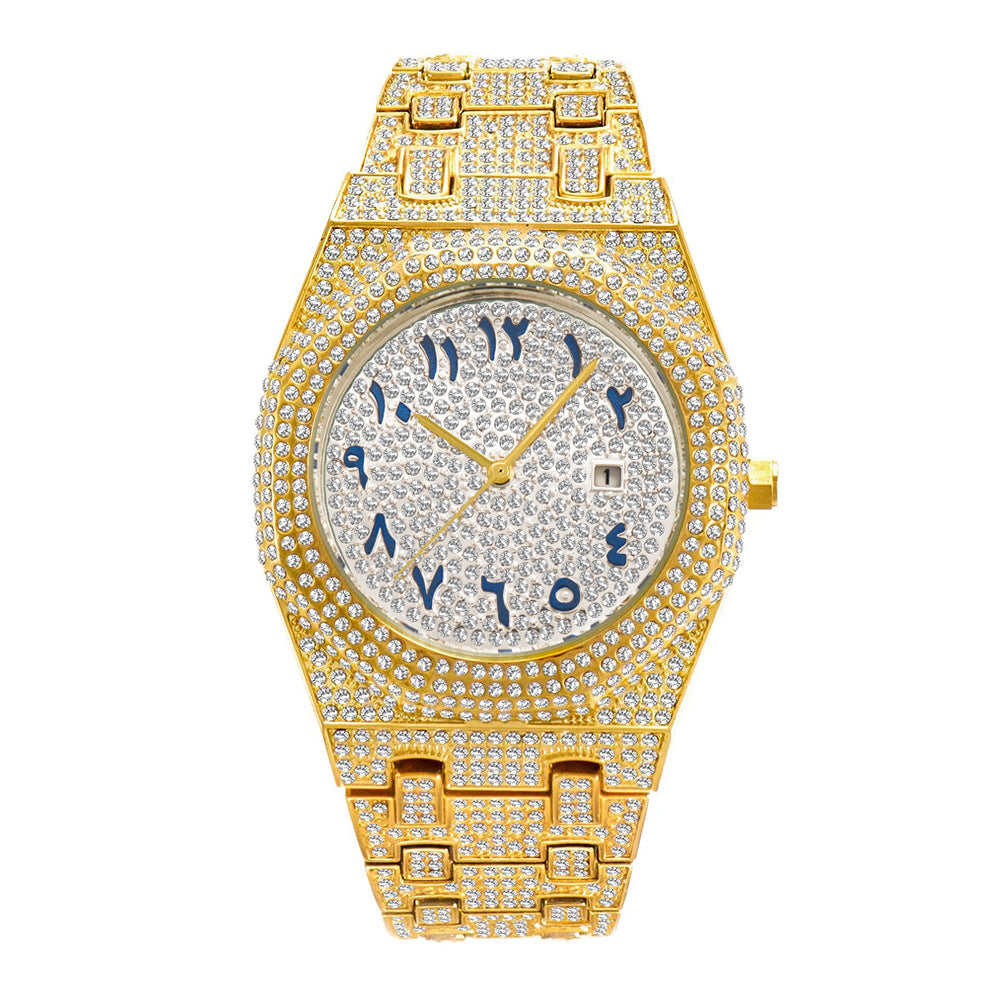 Europæisk Hip Hop Fuld Diamant Arabisk Skala Niche Quartz Herreur