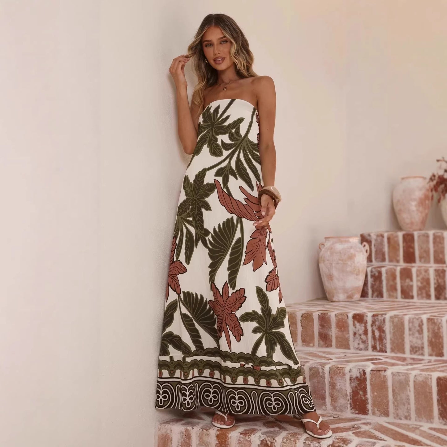 Summer New Arrival Printed Tube Dress