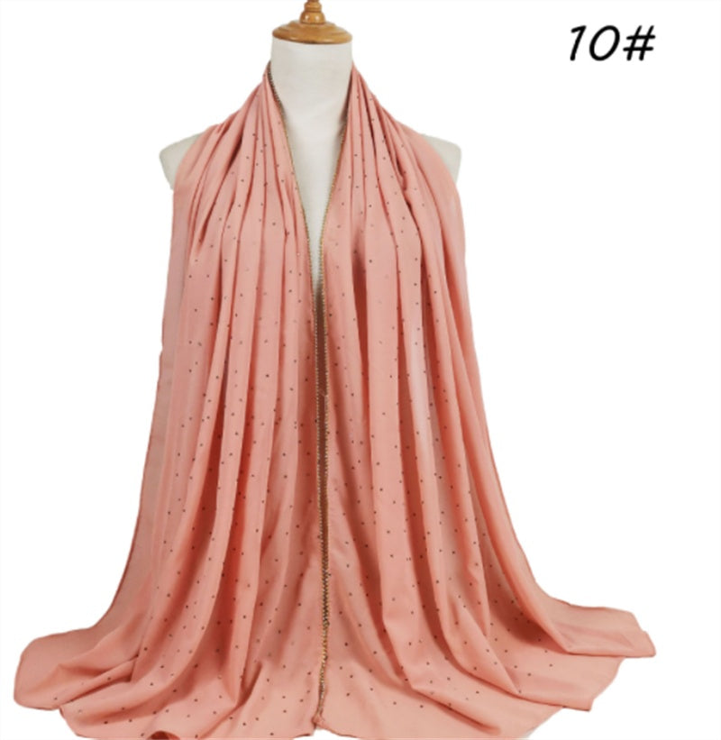 Summer Chiffon 70X180cm Pearl Beaded Scarf