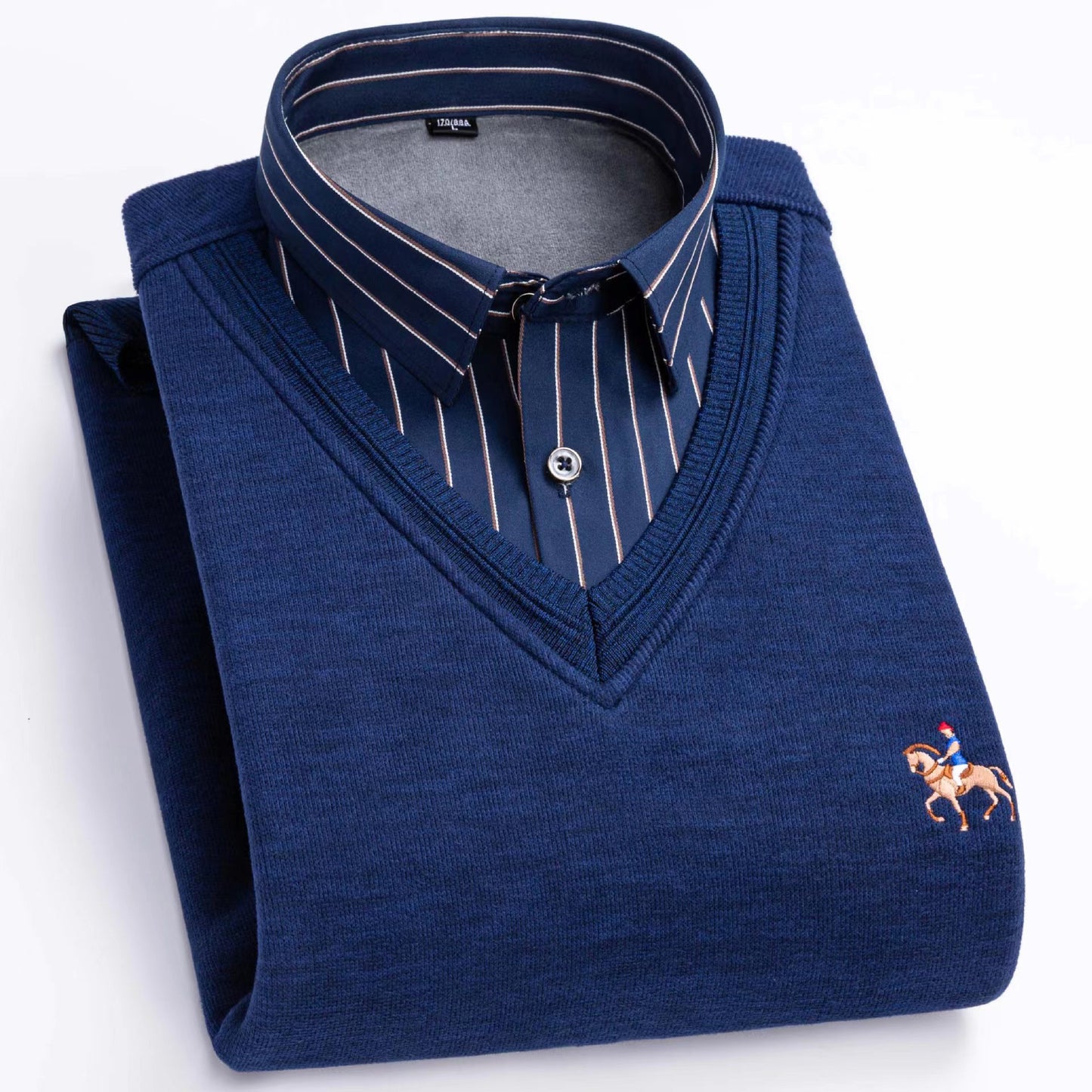 Fleeceforet Tykket Fake Skjortekrave Trøje Fritids Varm Sweater