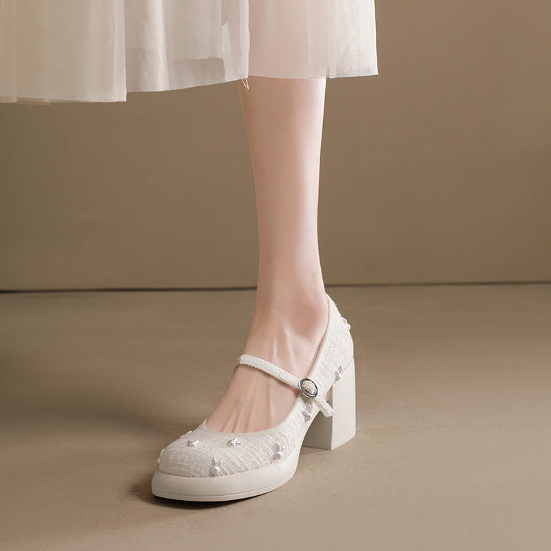Women's Fashion Retro Chunky Heel Shoes