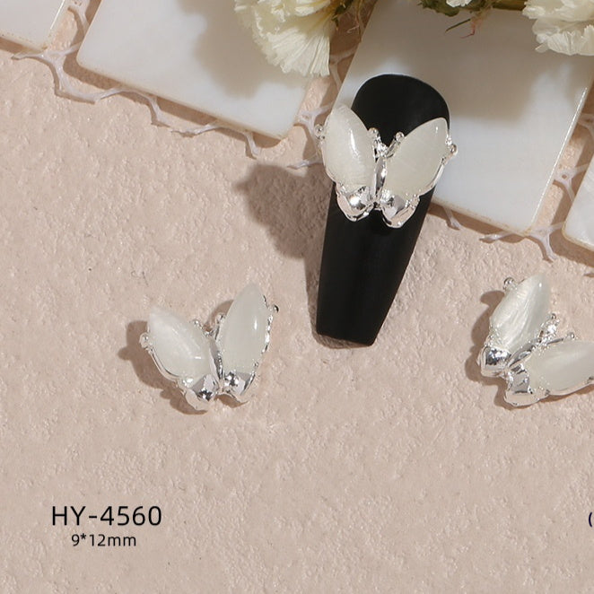 New Nail Beauty Butterfly Silver Metal Alloy Rhinestone DIY Ornament Accessories