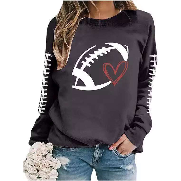 Dame Sweatshirt Baseball Uniform Trykt Langærmet Trøje Sweatshirt