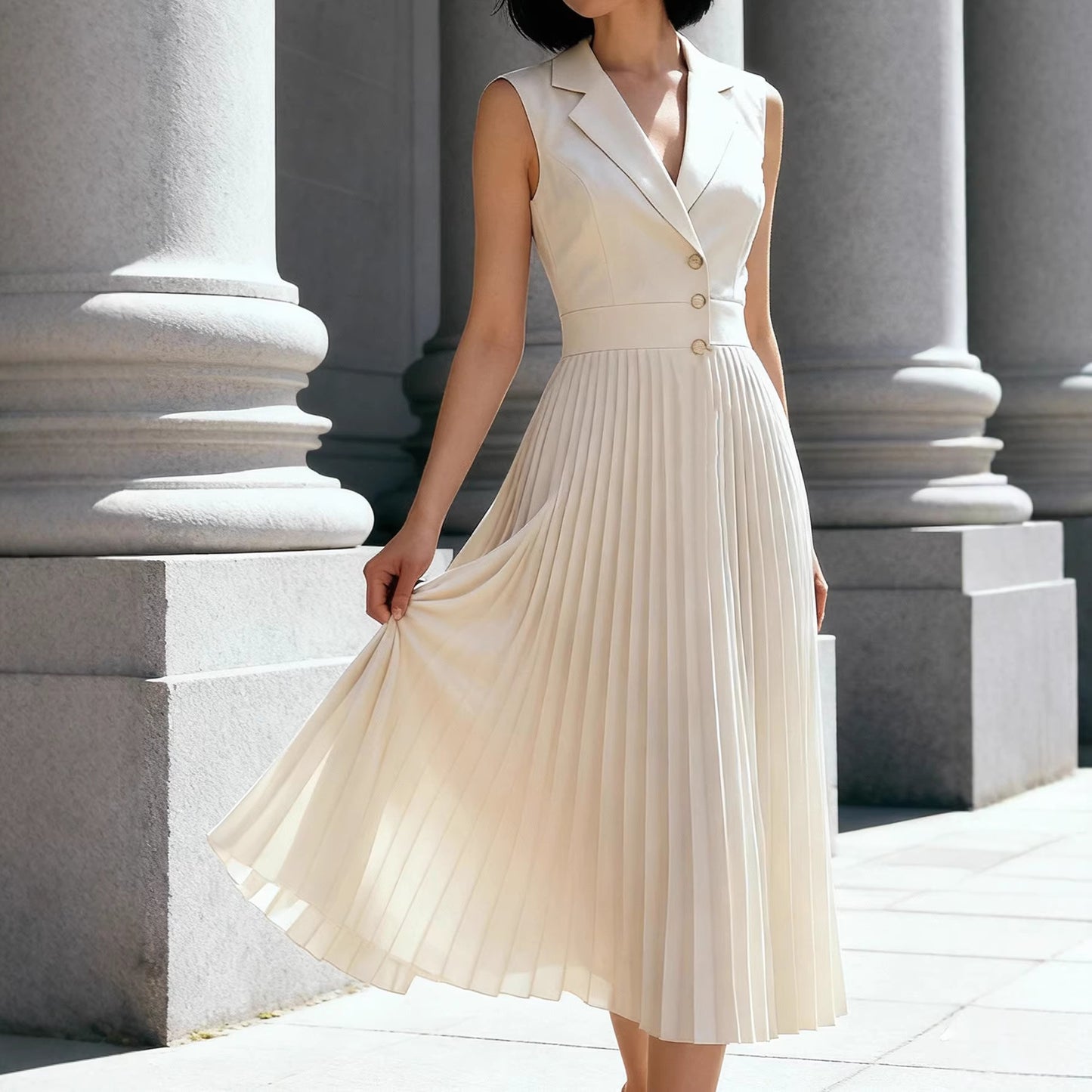 Sleeveless Elegant Commuter Long Dress