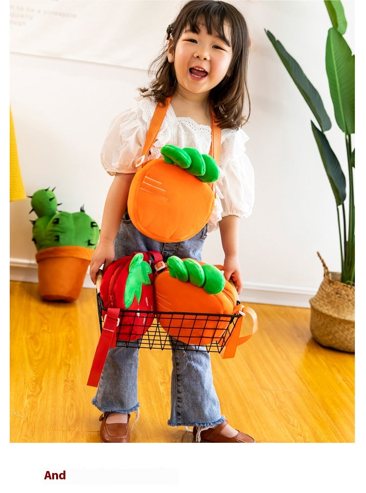 Cute Little Girl Crossbody Strawberry Carrot Fruit Bag