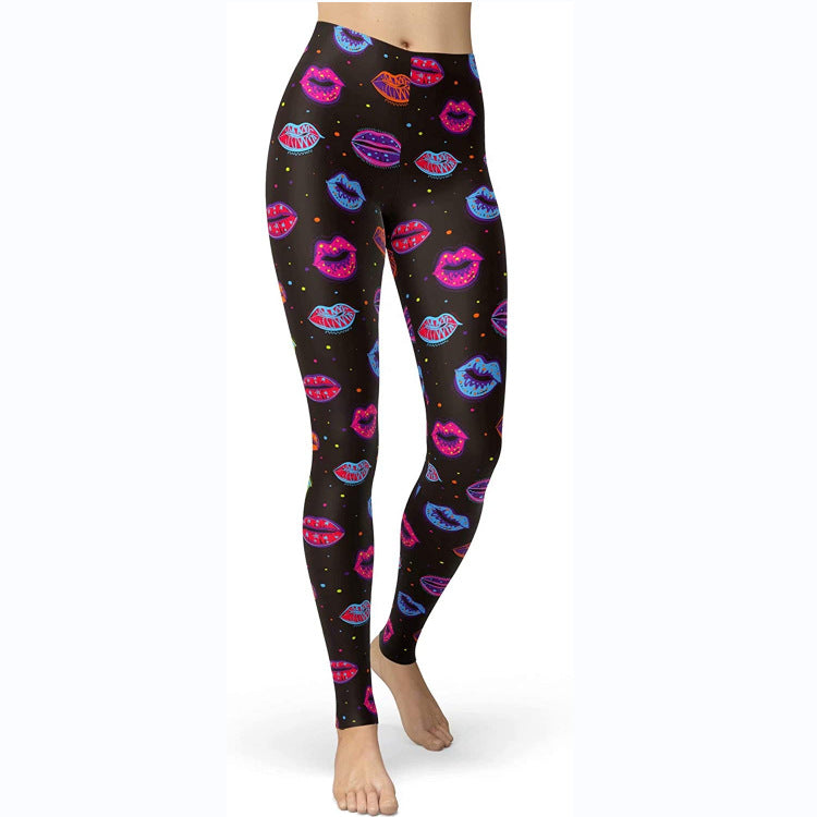 Multi-color Printing Slim Fit Hip Raise Slimming Plus Size Running Yoga Fitness Leggings