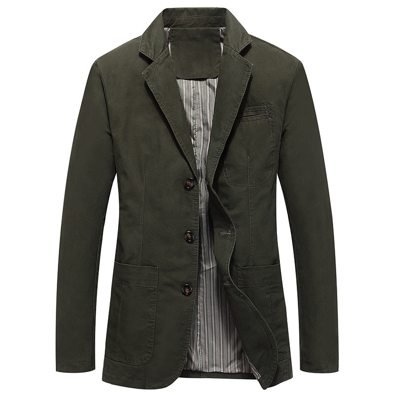 Loose Plus Size Suit Pure Cotton Washed Single-breasted Casual Jacket