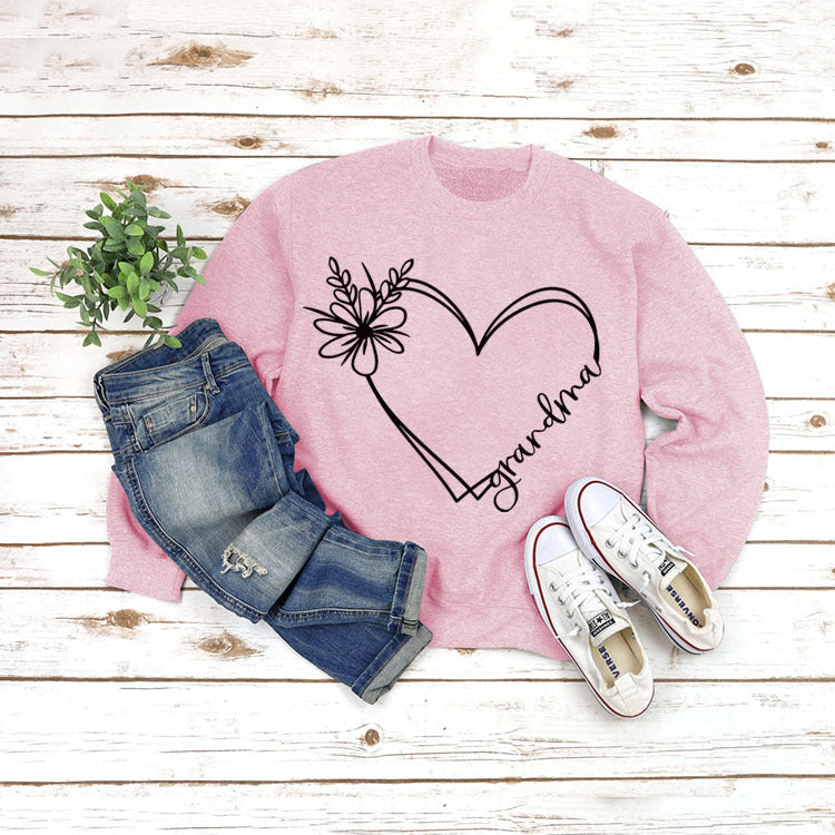 Langærmet Bedstemor-printet Løs Sweater