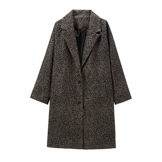 Women's Loose Casual Blended Printed Coat