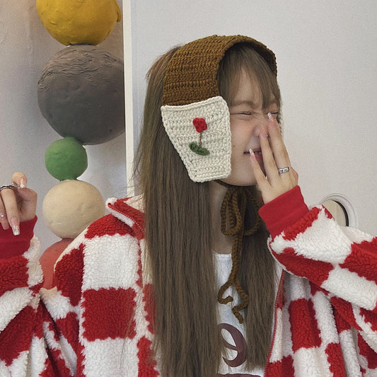 Handmade Knitted Lace-up Ear Warmer Girl Earmuffs Autumn And Winter