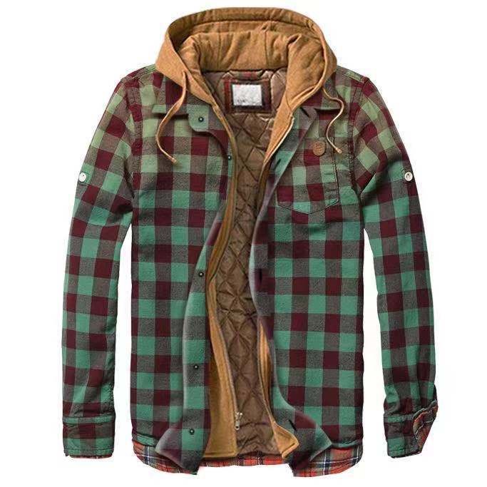 Leisure Hooded Jacket Off Two Lattice Coat