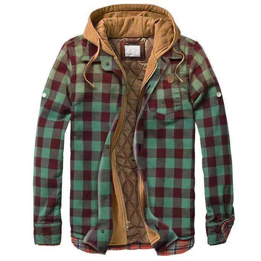 Leisure Hooded Jacket Off Two Lattice Coat