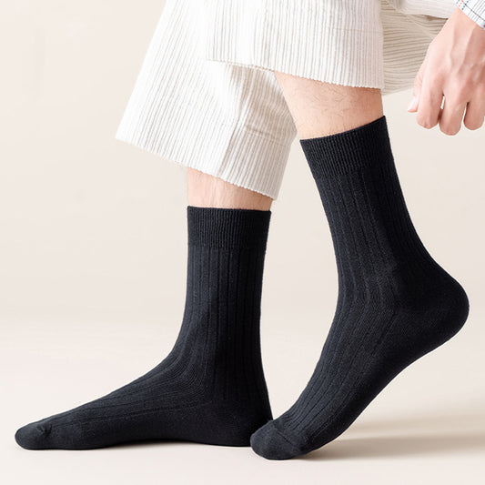 Men's Socks In Tube Pure Cotton Deodorant Solid Color