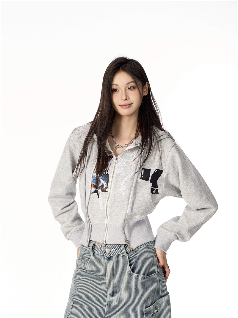Fake Two Pieces Women's Hooded Sweater Letter Coat