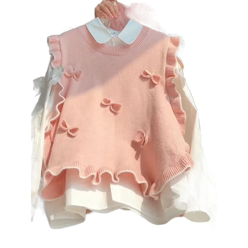 Gentle Three-dimensional Flower Round Neck Knitted Women