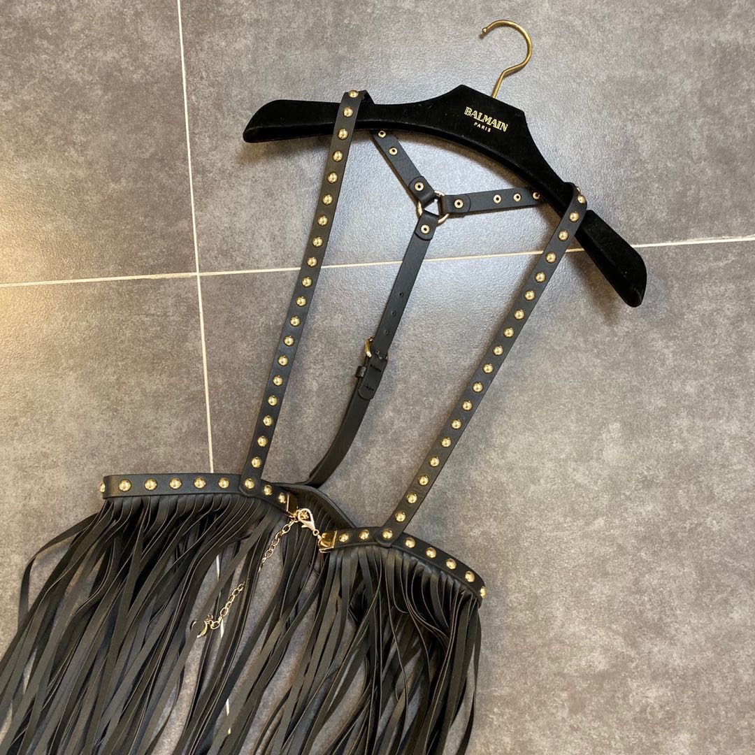 Fringe Stitching Vest Under Orange Decoration Shoulder Strap