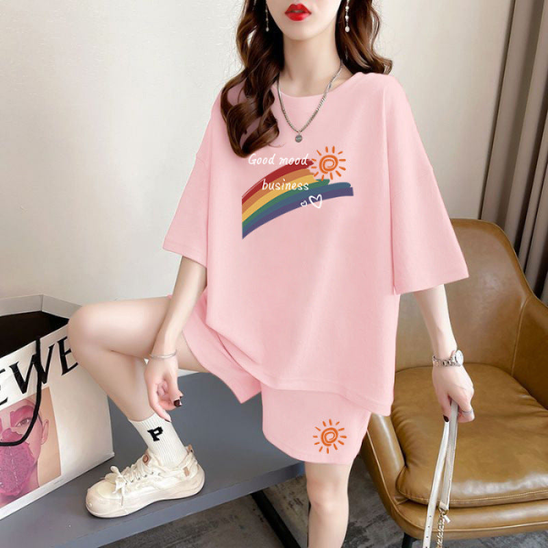 Loose And Slimming Sport Shorts Two-piece Set