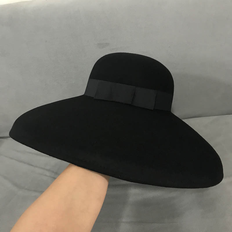 Autumn And Winter Woolenny Big Brim Bowler Hat