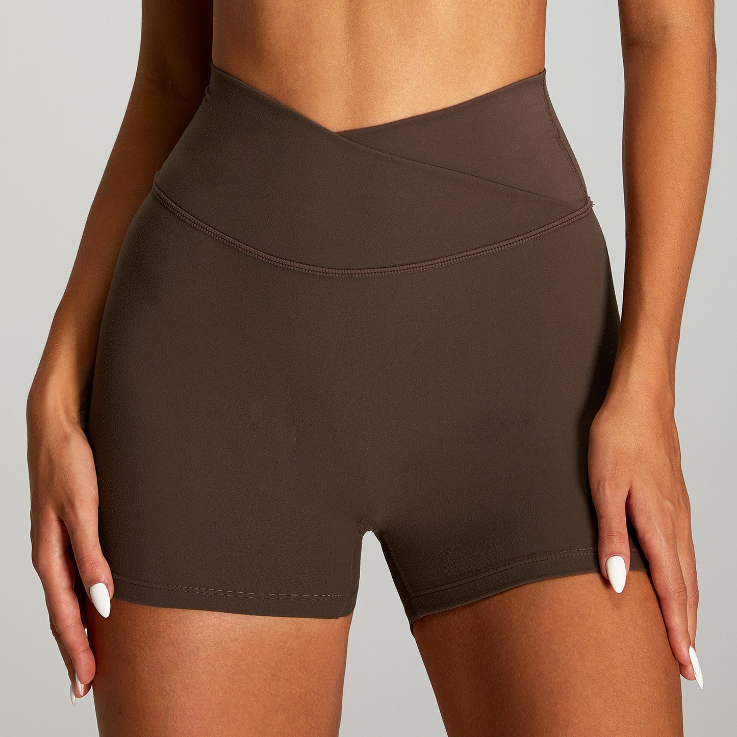 Nude Feel Cross High Waist Yoga Shorts Til Kvinder Stramme Sports- og Fitnessshorts
