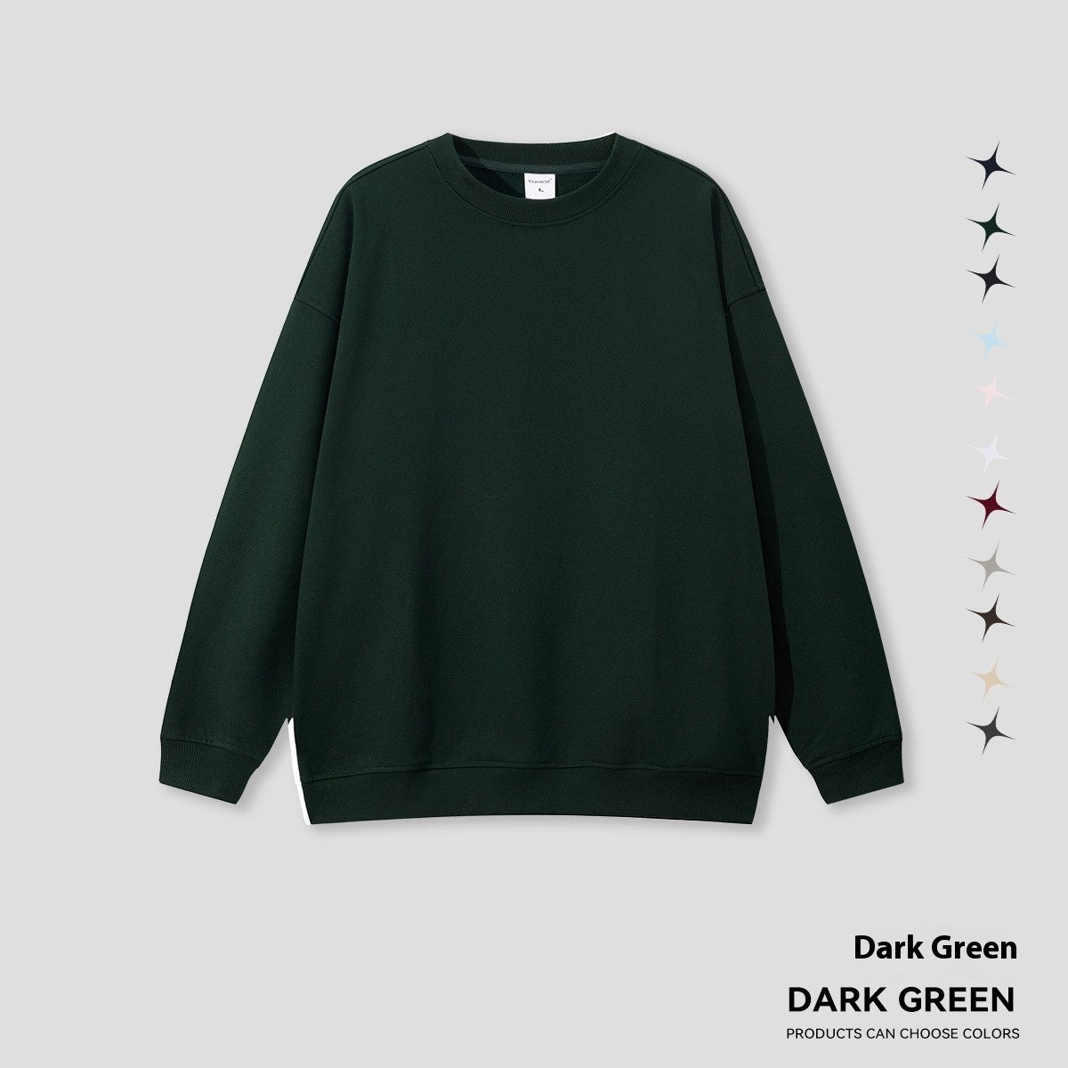 Round Neck Solid Color Hoodie Street Fashion Loose