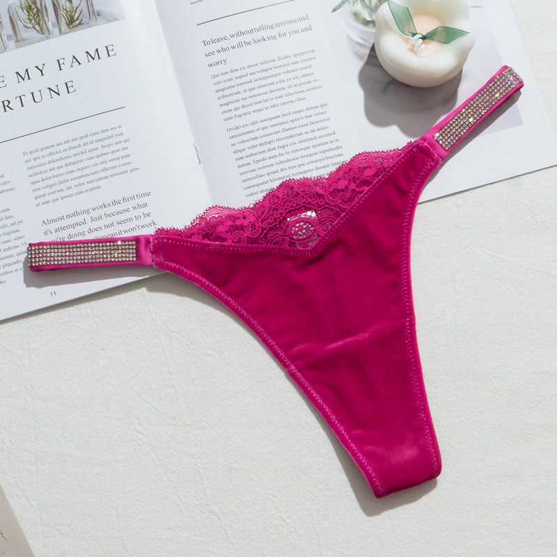 T-back Velvet Stitching Lace Sexy Fashion Comfortable Breathable Women's Underwear