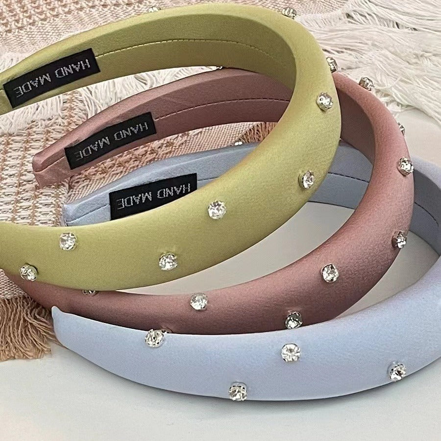 Women's Outdoor All-matching-type High Skull Top Sponge Headband With Drill