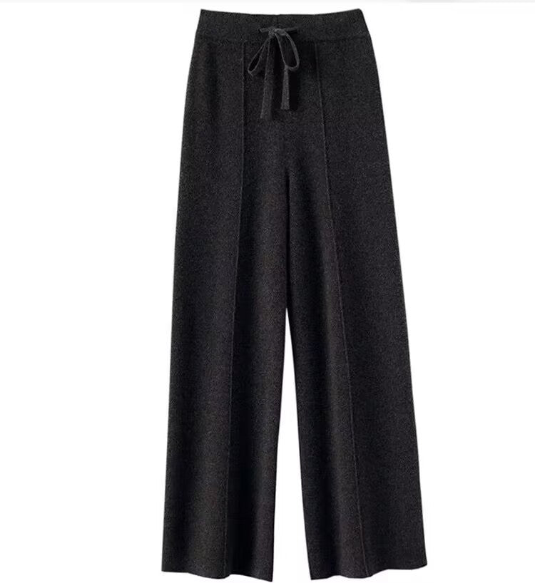Women's Wool High Waisted Casual Wide Leg Pants