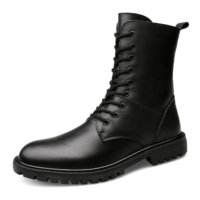 Men's Leather Winter Fleece-Lined British-Style Boots