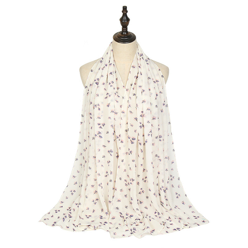 Breathable New Chiffon Floral Print Headscarf
