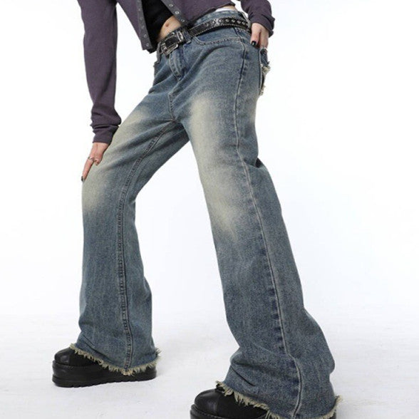Women's Rough Edged Micro Flare Jeans