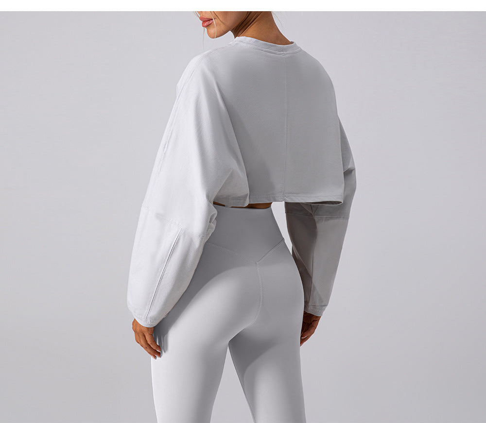 Rundhalset Sweater T-shirt Kort Sports Yoga Løbe Langærmet Top
