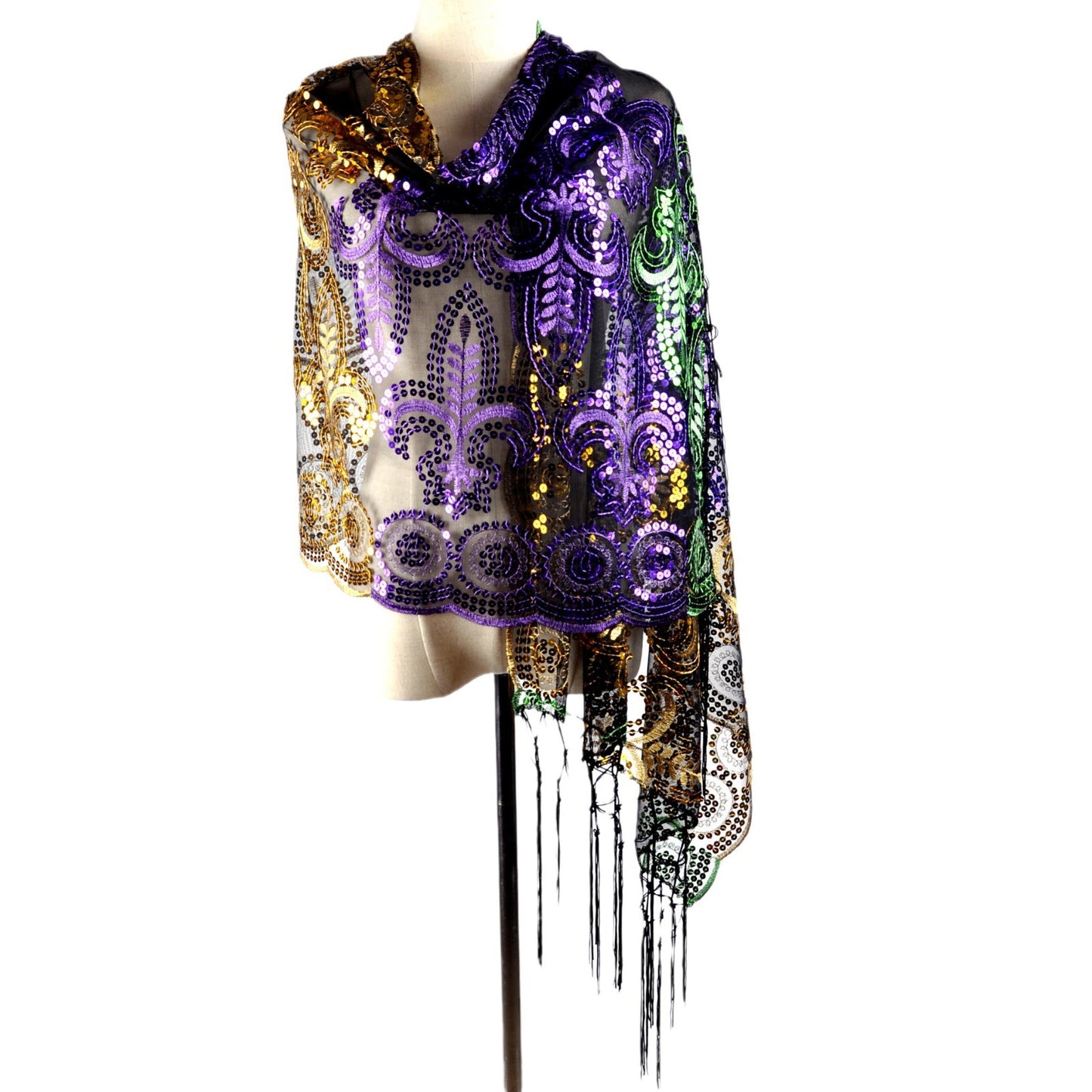 Three-color Christmas Carnival Embroidered Sequins Scarf