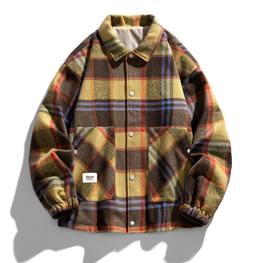 Color-Block Houndstooth Plus-Size Shirt Jacket