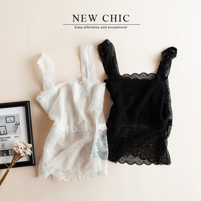 Lace Tube Top Off-neck Vest