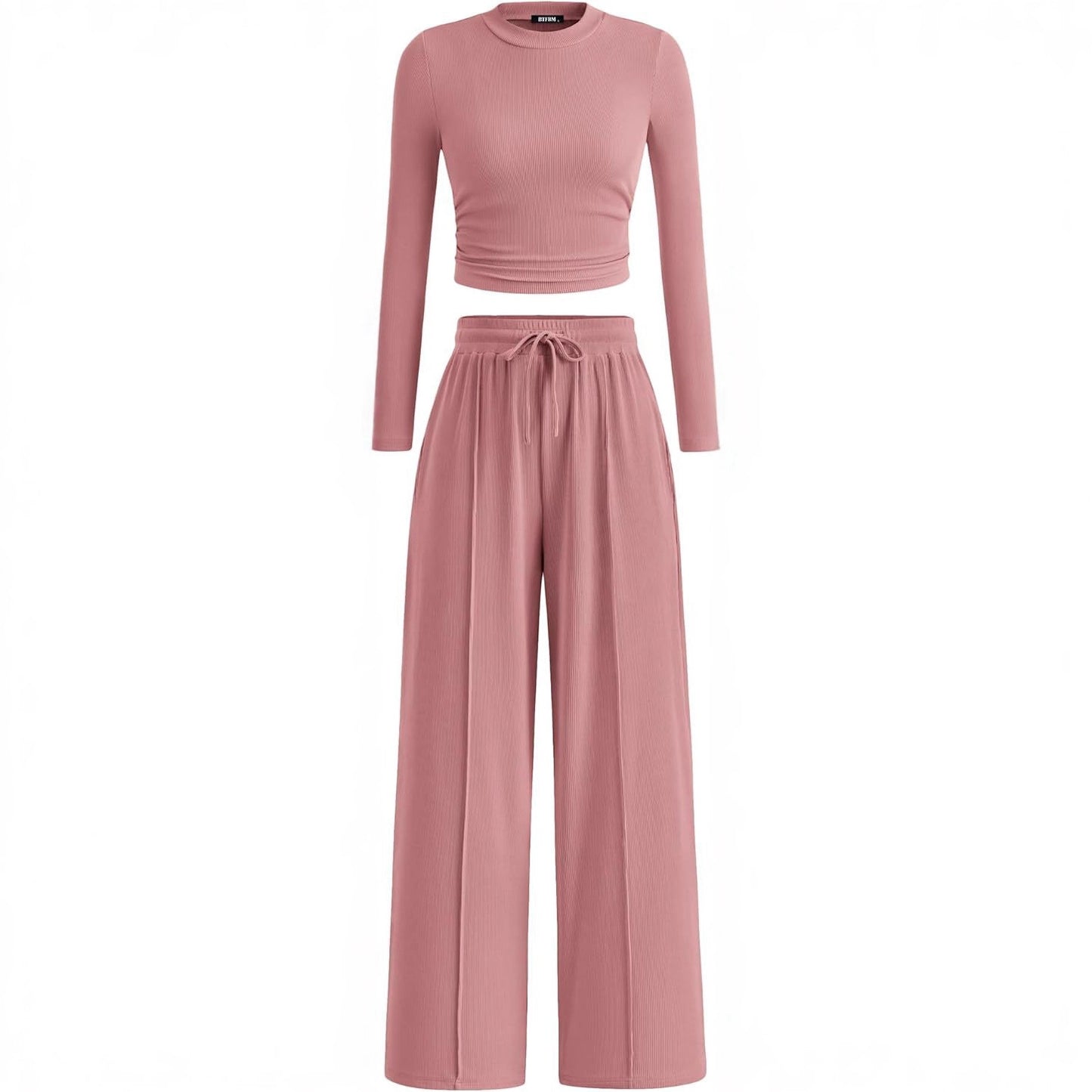 Women's Rib Fashion Navel Casual Suit