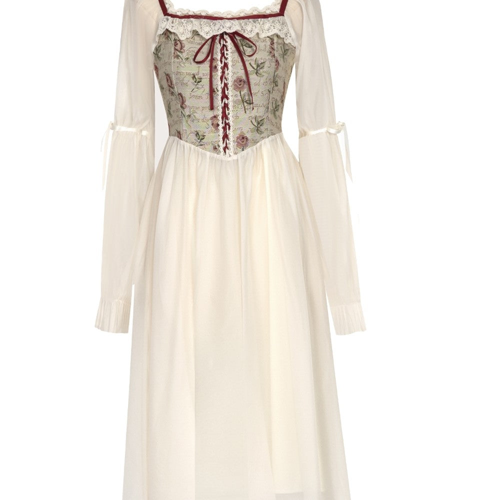 Round Neck Bubble Long Sleeved Princess Dress