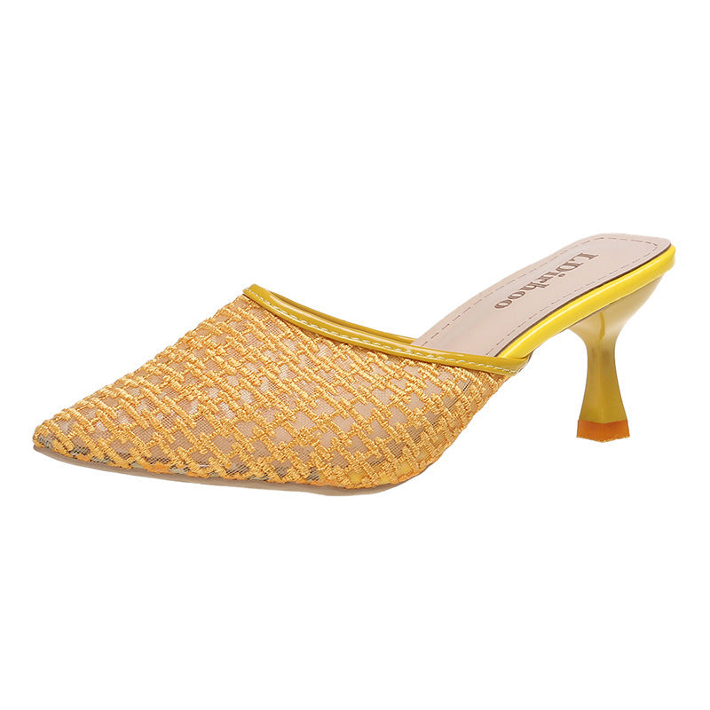 Fashion Vintage Ladies Mesh High Heel Sandals