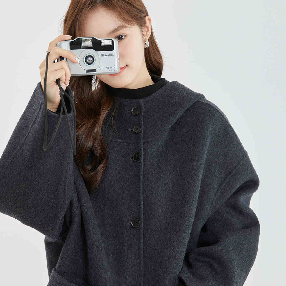 Cloak Winter Hooded Reversible Cashmere Coat